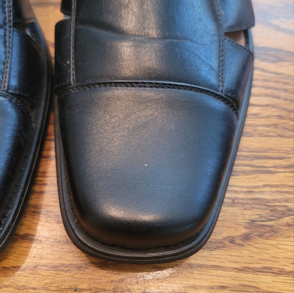 Majestic Collection Black Leather Open Closed Toe Slingback Sandals Shoes 13 - Picture 7 of 11